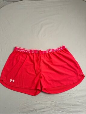 Under Armour Tech Play neon coral shorts XL